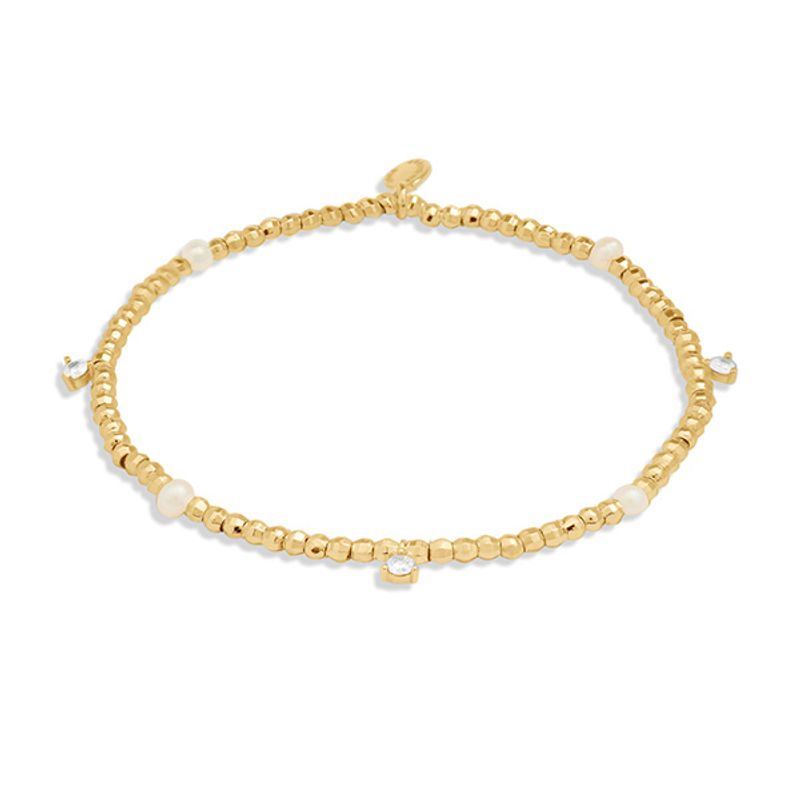 Armbånd HALO PEARL Cubic Zirconia & Pearl Beaded gull Joma Jewel