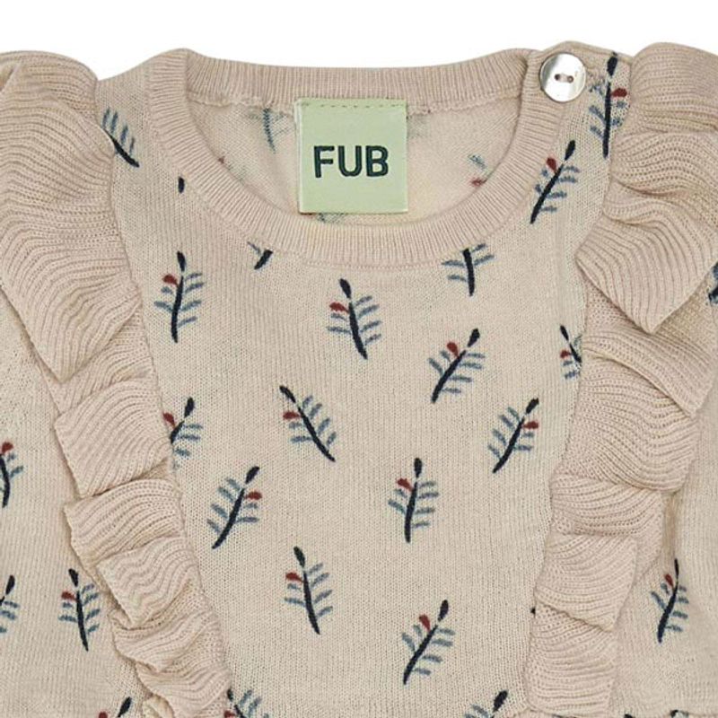 Baby kjole Beige m bladmønster FUB