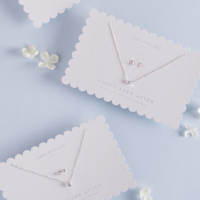 Hovedbilde Brudesmykke sett Avlang hvit krystall Joma Jewellery