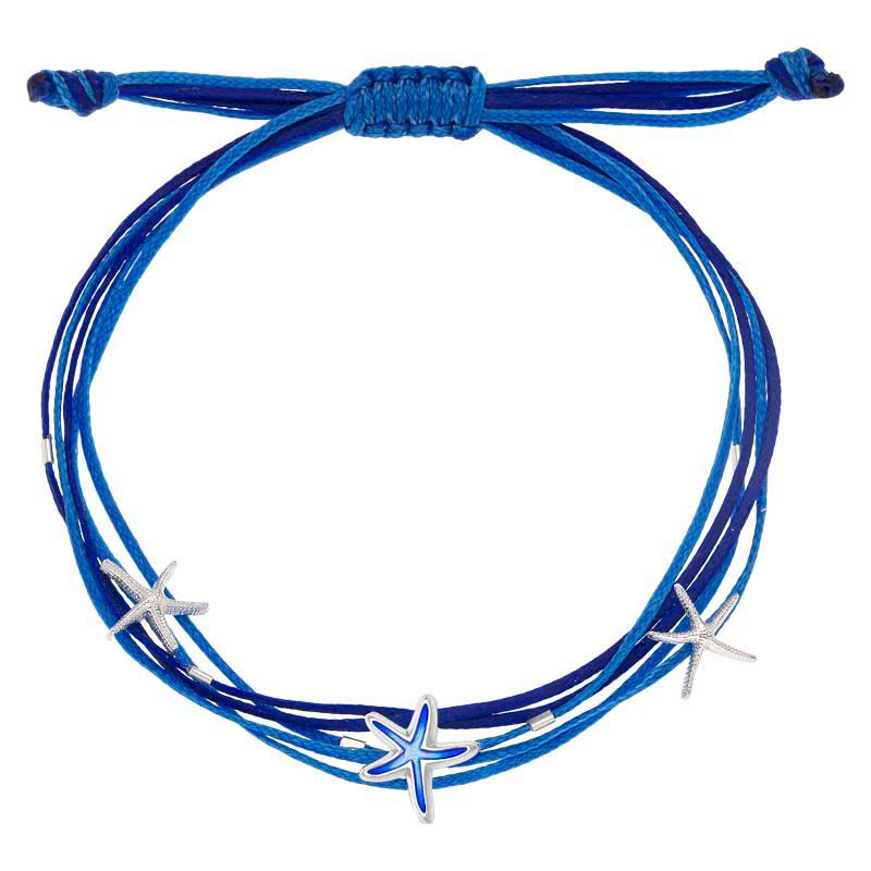 Armbånd ATLANTIS 3 sjøstjerner blå cords sølv Onirolithi