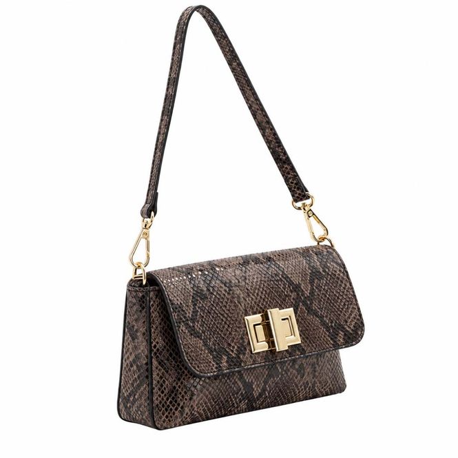Hovedbilde Clutch veske - skulderveske NATALIA mouse mørk brun slangeskinn Caleidos