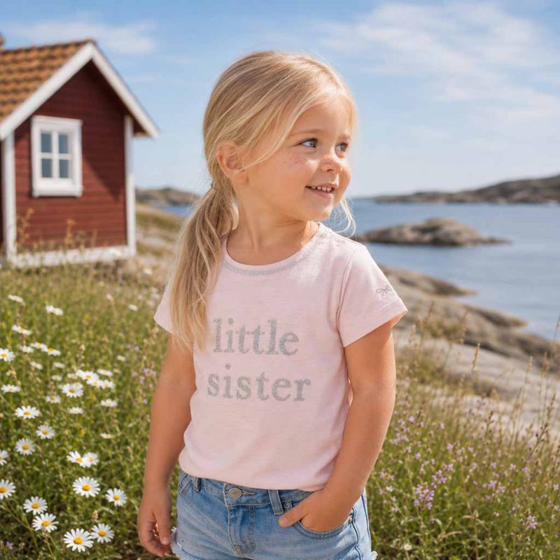 T-skjorte LITTLE SISTER lys rosa Livly 