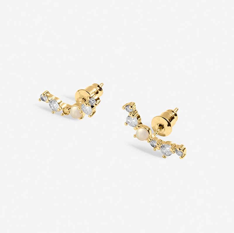 Øredobber HALO PEARL Cubic Zirconia & Pearl gull Joma Jewellery