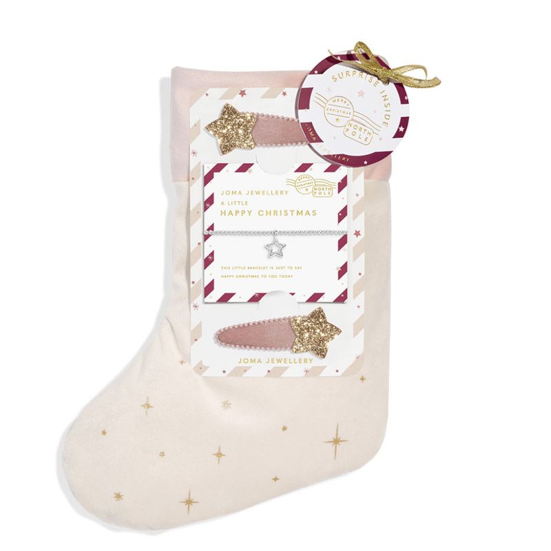 Gavesett Julestrømpe Armbånd - Hårspenner HAPPY CHRISTMAS Barn A Little Joma Jewellery 