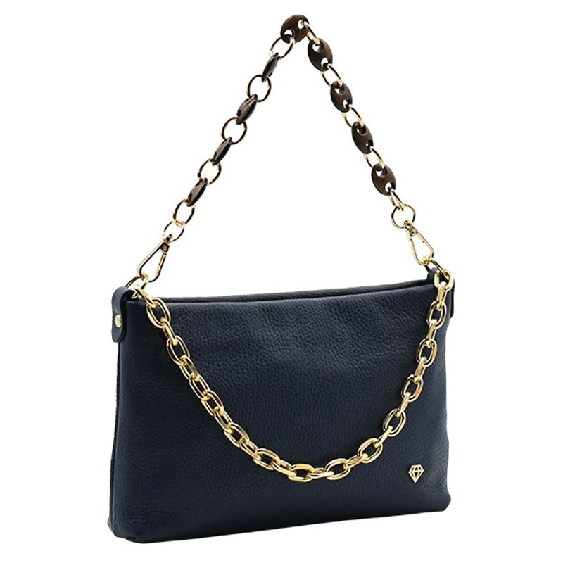 Clutch veske BIANCA marineblå gull Caleidos 
